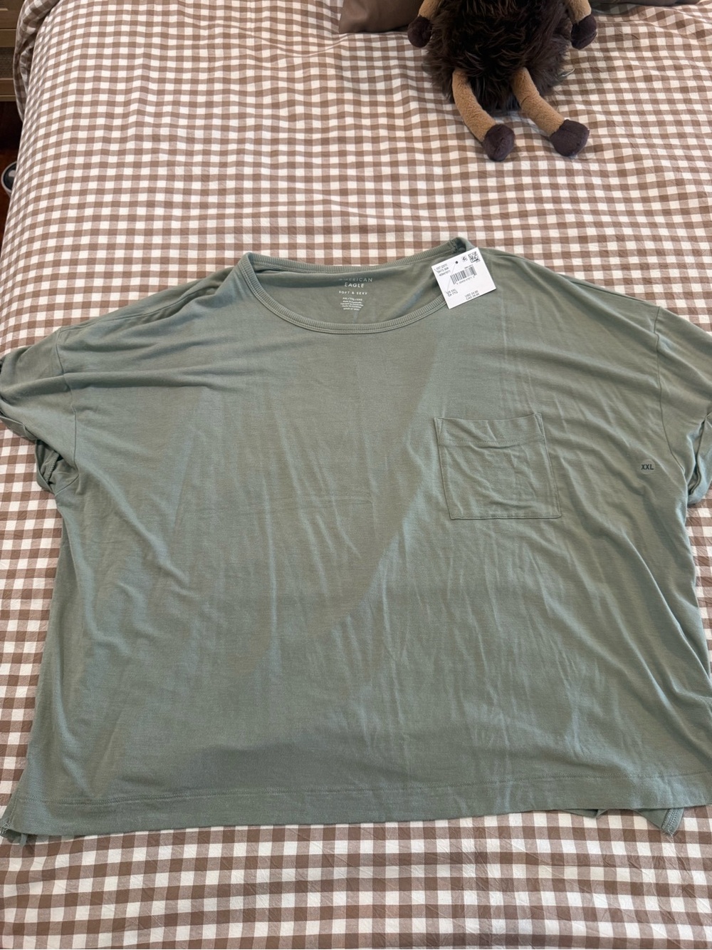 Women’s  Sage Green Pocket Crew Neck Shirt
